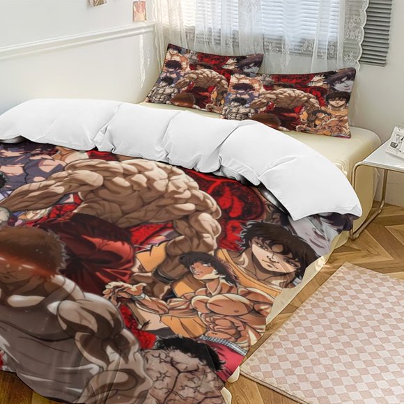 Baki The Grappler Anime Home Bed 3-piece Set Classic Japanese Anime Polyester Wash Student Dormitory Set