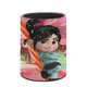 thumbnail image 3 of Vanellope-theme Cylinder Pen Holder Pencil Organizer with Flannel Lining PVC Leather Material Cardboard Base for study work 10*8CM, 3 of 6