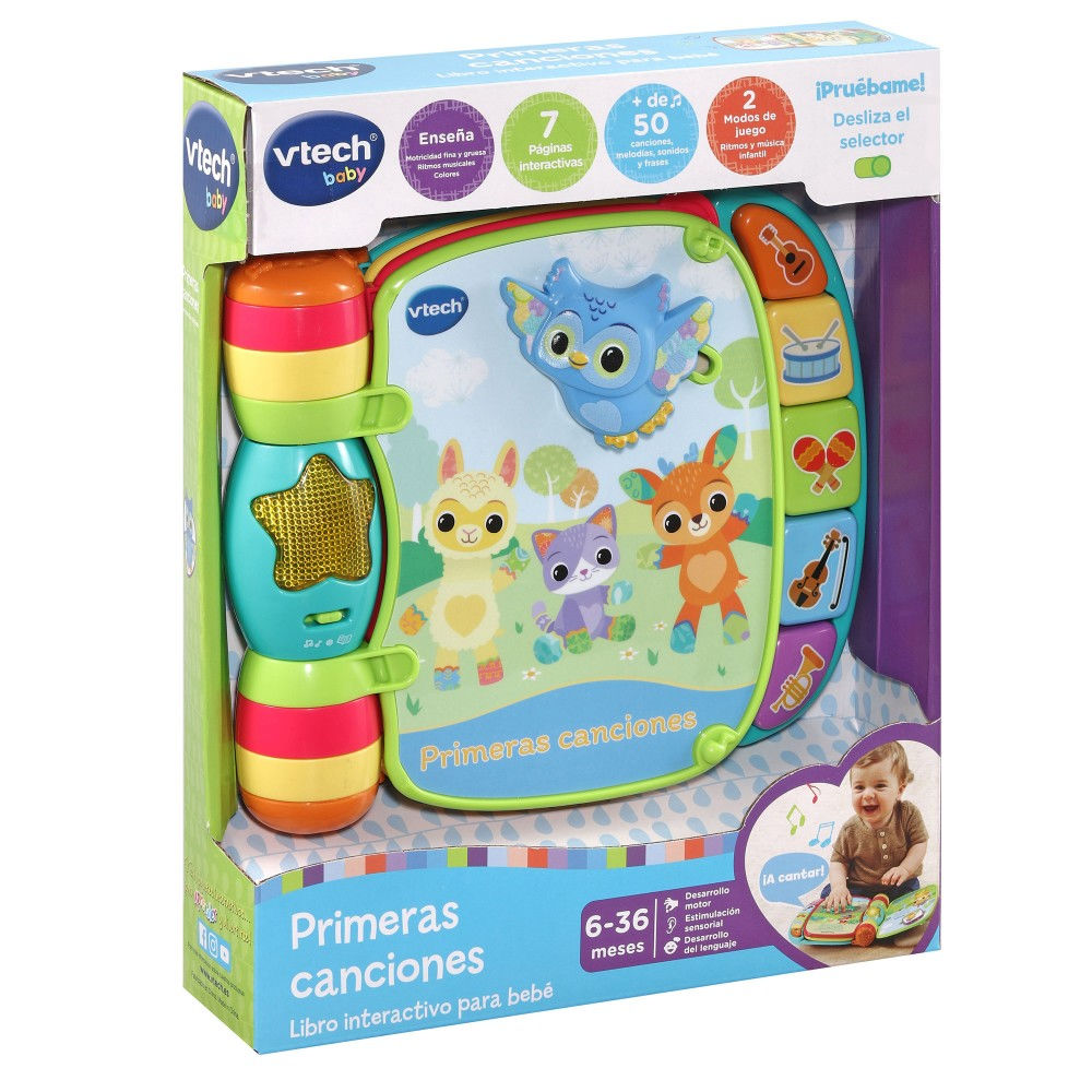 VTech Piccolo Libro Incantato - Mes Premières Comptines, Libro Musicale Per Bambini 6-36 Mesi, Canzoni E Luci, Multicolore