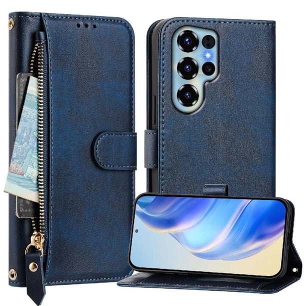 FOXDOCK Funda Tipo Cartera para Realme P3 Pro 5G Cuero PU con Cremallera y Correa de Muñeca, Ranuras para Tarjetas, Soporte Plegable, Cierre Magnético