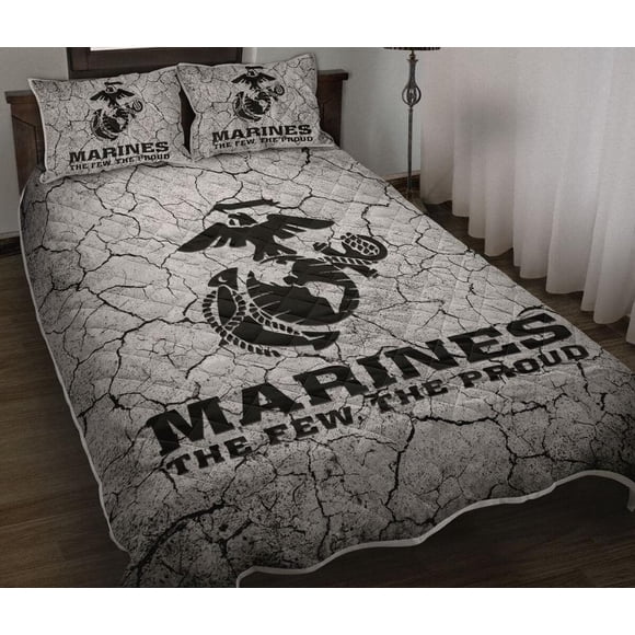 US Marine Corps The Few The Proud Quilt Duvet Cover Set Double Bed Linen 3-Piece Bedding Set