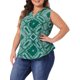 thumbnail image 4 of Top de talla grande para mujer sin mangas con estampado floral, blusa de tirantes con cuello en V, camisetas 4X verde, 4 of 6