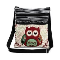 Mercado Cbf - Bandolera Femenina, Cartera De Lona Diseño Bordado Marrón Claro Lechuza Metal Genérica