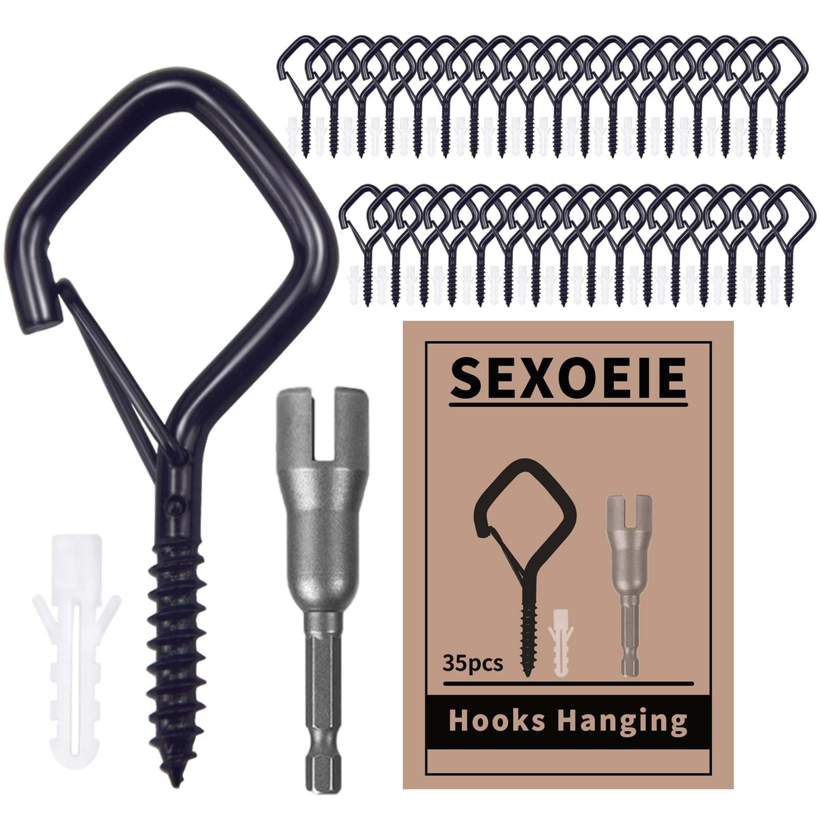 Sexoeie - Ganchos Tipo Tornillo 35 Unidades Resistentes Con Hebilla De Seguridad
