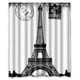 thumbnail image 1 of Cortina de ducha para baño con diseño de la Torre Eiffel de París, ciudad del amor, color blanco y negro, con ganchos, tamaño 60 x 72 pulgadas, 1 of 3