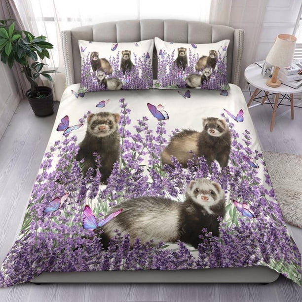 Ferret And Lavender Quilt Duvet Cover Set Kids Bed Linen Double Super Soft3-Piece Bedding Set