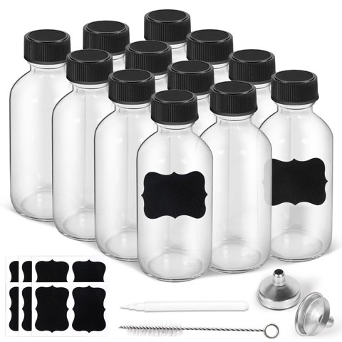 Botellas De Vidrio Wewymewo De 60 Ml Con Embudo, Etiquetas, Brocha Y Rotulador