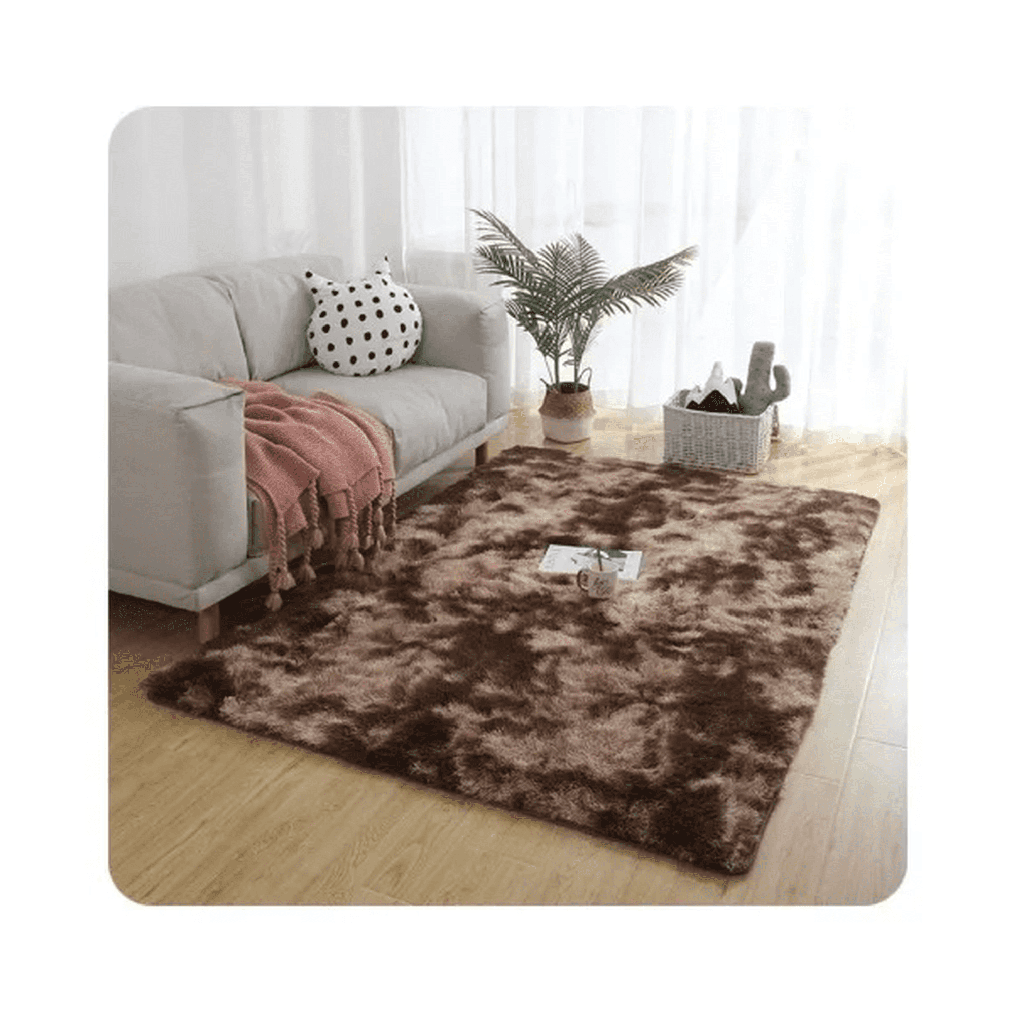 Genérico - Alfombra Peludita Café Jaspeada 180x200cm Suave