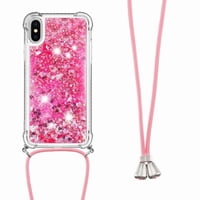 Funda Foxdock Para Iphone X/Xs Con Cuerda Ajustable, Brillo Líquido, Protección Antigolpes Y Lente – Ideal Para Regalo