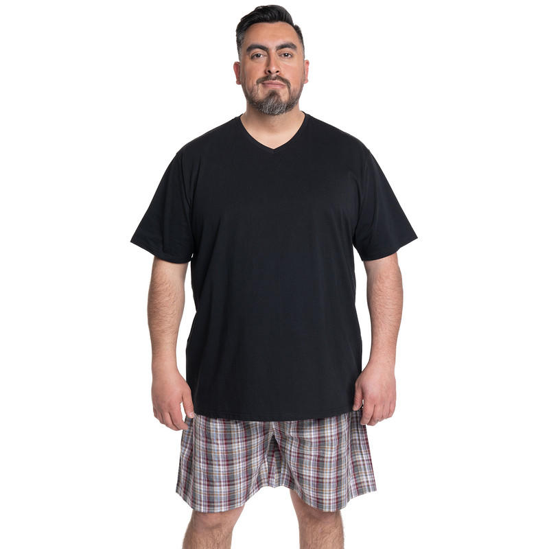 Pijama Hombre Relax Dúo Polera Jersey Bermuda Cuadros - Kotting