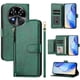 thumbnail image 3 of Funda tipo cartera para Oukitel C37 con bolsillo con cremallera, tarjetero, soporte, correa para la muñeca y tapa de cuero verde, 3 of 5