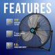 thumbnail image 4 of Ventilador de piso Tornado, 20 pulgadas, metal industrial, 3 velocidades, negro, 4 of 7