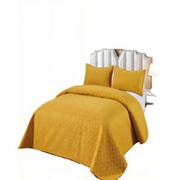 Genérico - Cubrecama De Verano Unicolor Con Pompon 2P Color Amarillo