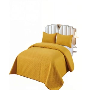 Genérico - Cubrecama De Verano Unicolor Con Pompon 2P Color Amarillo