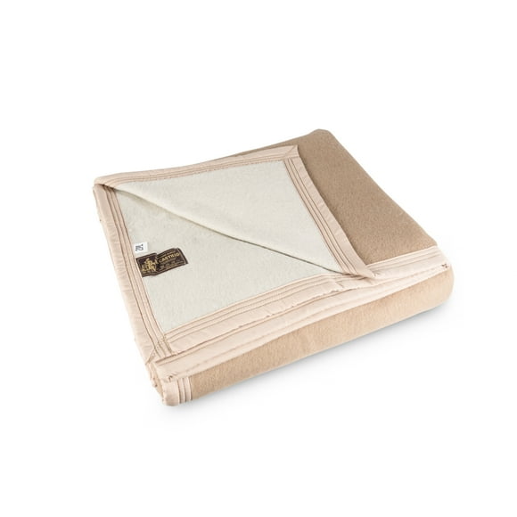 Frazada Gruesa 100% Lana Virgen Beige 2,5 Plazas