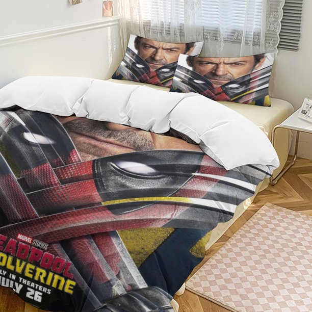 Deadpool & Wolverine Bedding Comforter Sets 3-Piece Bedding Set Soft Warm Bed Set for Bedroom All Season