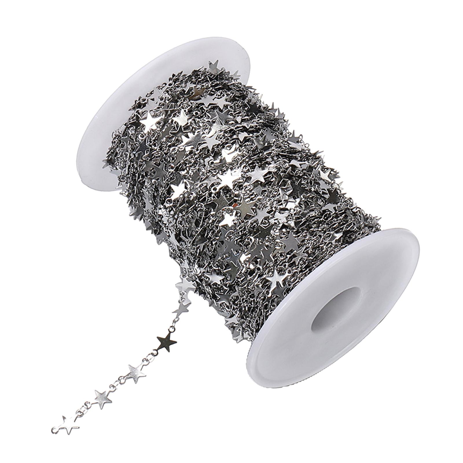 Bothyi - Cadenas De Eslabones De Estrella De Acero Inoxidable Para Componentes De Fabricación De Joyas, Manualidades De Bricolaje, Plata