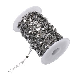 Bothyi - Cadenas De Eslabones De Estrella De Acero Inoxidable Para Componentes De Fabricación De Joyas, Manualidades De Bricolaje, Plata