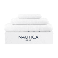Set 3 Toallas Nautica Signature Cara+Mano+Cuerpo 100% Algodón Alta Calidad Blanco