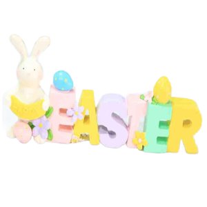 Magideal - Estatuilla De De Pascua Feliz Huevos De Pascua Escultura Coleccionable Artesanía Resina Conejo Estatua Para Estante Jardín