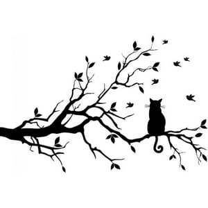 Rienda Libre Graphics - Decomural Tree Branch Cat Ws-17134