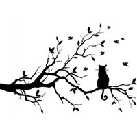 Rienda Libre Graphics - Decomural Tree Branch Cat Ws-17134