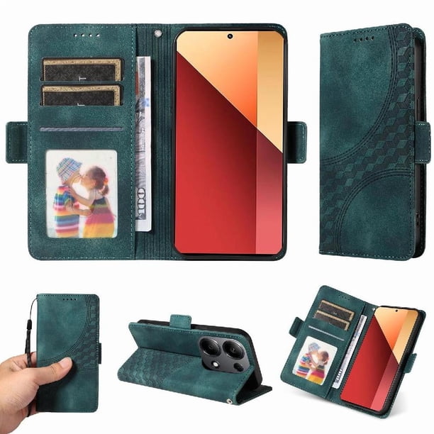 Carcasa FOXDOCK Xiaomi Redmi Note 13 4G de cuero PU, diseño acolchado clásico, protección contra caídas y rayones
