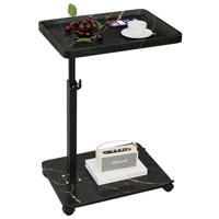 Xnsdxv - Mesa Auxiliar C Table, Altura Ajustable, Bandeja De Tv Giratoria De 360°, Negra
