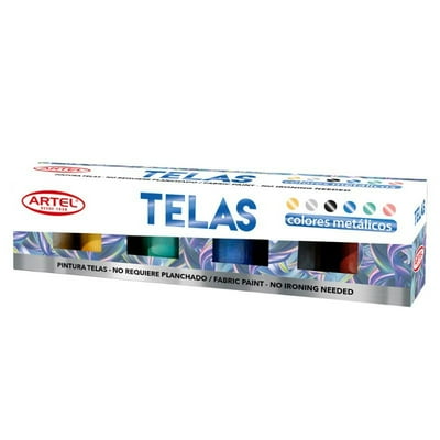 Estuche De Pintura Para Telas 6 Colores Metalicos 1 Un Artel