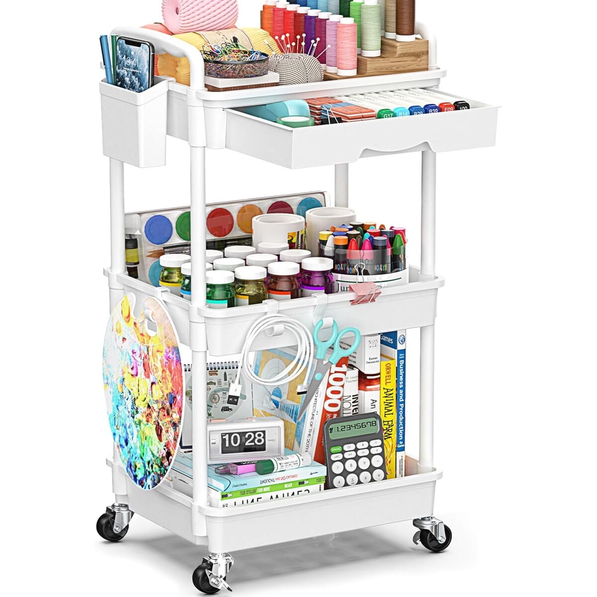 Carro Organizador 3 Niveles Sunally Blanco 38x27x77cm