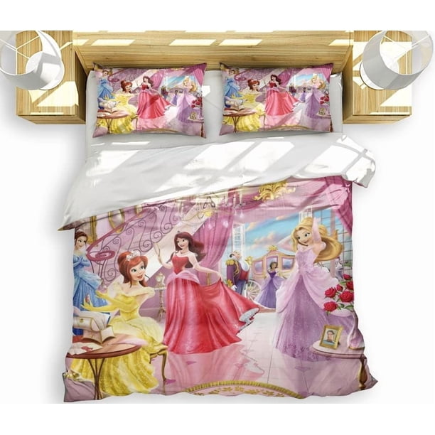 Princess Series Cartoon Duvet Cover Anime Soft Bedding Set 3D Print Comforter Cover Set