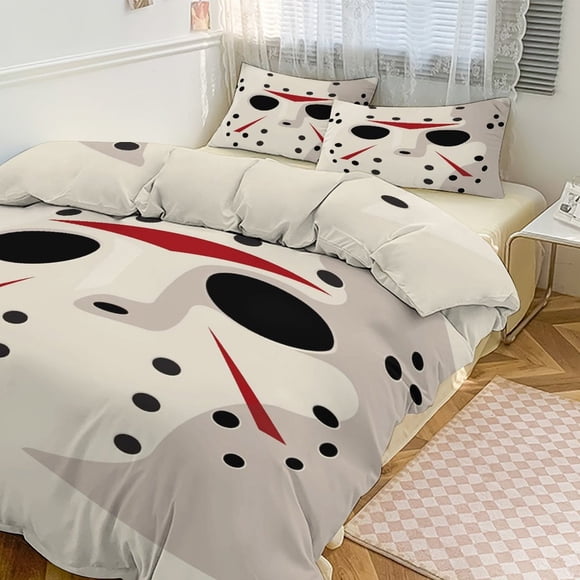 Jason Voorhees Print Bedding Set Pattern Duvet Cove Set 3 Pieces 1 Quilt Cover And 2 Pillowcases for Women Men Teens