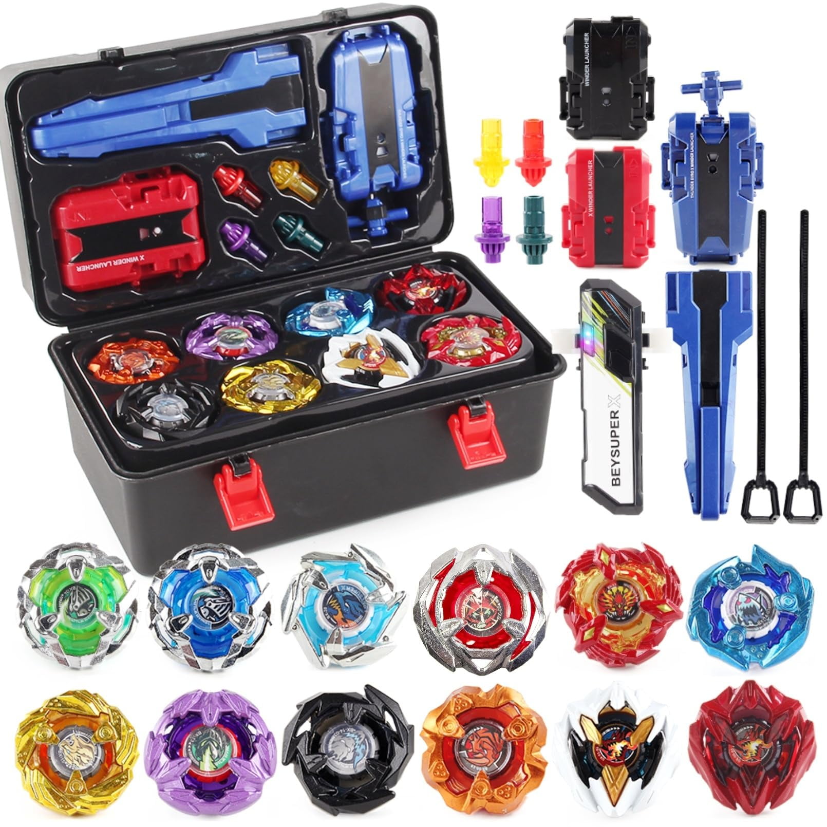 Set De Trompos De Batalla Ljxttdzs, 12 Trompos Giratorios Y 3 Lanzadores