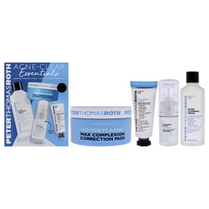 Peter Thomas Roth - Kit Esenciales Anti-Acné P.T. Roth Unisex: 4 Pzs Limpiador Acné 2 Oz, 0,25 Oz Gel Trat. Acné, 20 Almohadillas Correctoras Cutis, 0,5 Oz Gel Limpiador Aha-Bha Cara/Cuerpo Trat. Localizado