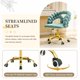 thumbnail image 2 of Silla de vanidad trasera de burbuja de terciopelo, silla de maquillaje giratoria de 360 ° de altura ajustable con base de metal de oro y ruedas rodantes silenciosas, 2 of 4