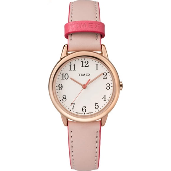 Funda Watch Timex Easy Reader de 30 mm con esfera color crema en tono oro rosa