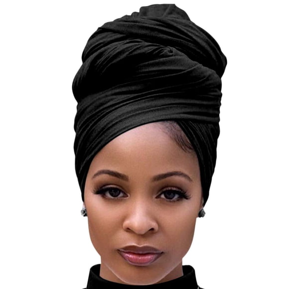 Bufanda Head Wrap Harewom de punto elástico negro para mujer