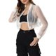thumbnail image 4 of INSPIRE CHIC Chaqueta Bomber Crop para Mujer de Malla Transparente Ligera con Mangas Largas M Blanca, 4 of 6