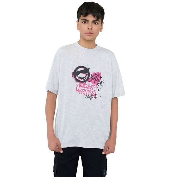 Polera Niño Oversize Graffiti Gris Corona