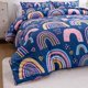 thumbnail image 4 of Lightwe-ight So-ft 3 Piece R-ainbow Comfort-er Set with 2 Pillo-w Covers Cartoon Lo-ve Hearts Suns -and Stars Bedding Set- for Girls Boy-s Kids Twin Dark Blue, 4 of 5