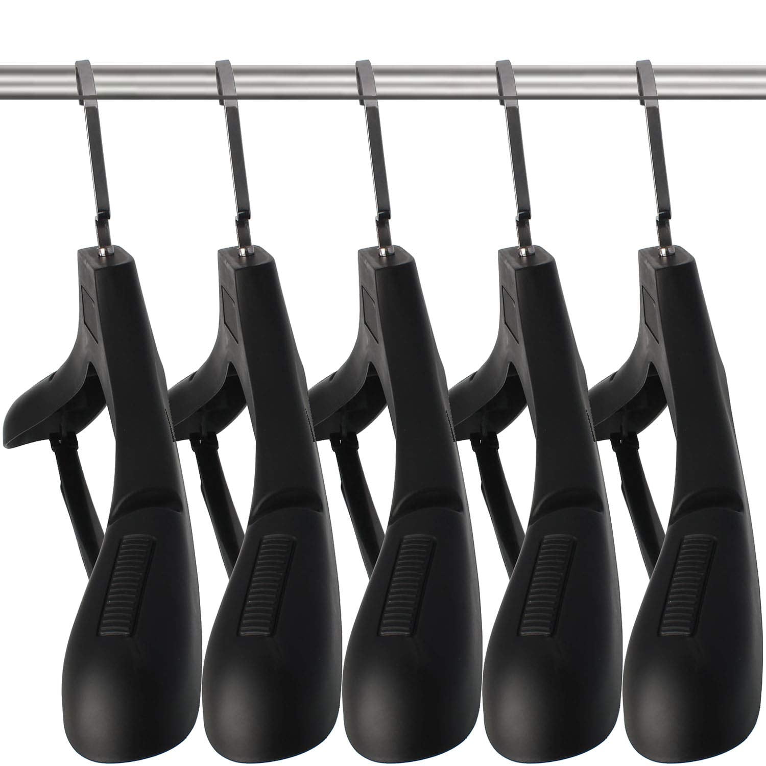 Perchas Dedu Para Ropa, De Plástico, Extra Anchas, 15 Unidades, Color Negro