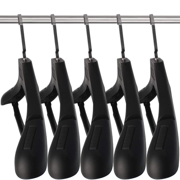 Perchas DEDU para ropa, de plástico, extra anchas, 15 unidades, color negro