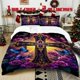 thumbnail image 1 of 3pcs Gothic Cross and Butterfly Printed Bedding Set Soft Duvet Cover with 2 Pillowcases All Season Comfort, 1 of 5