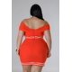 thumbnail image 2 of Saronite Conjunto de Top de Escote en V con Escote en Forma de Corazón y Hombros Descubiertos, Cintura Elástica y Falda de Cintura Alta, Rojo (para Mujer), 2 of 3