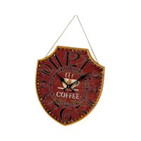 Magideal - Reloj De Pared Vintage Con Números Arábigos, Regalo De Cumpleaños, Forma De Escudo, Reloj Colgante De Madera, Reloj Colgante Para Uso Doméstico Y Dorm Rojo