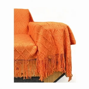 Genérico - Manta Decorativa Tejida Para Sillón, Piecera O Cama Color Naranja