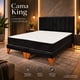 thumbnail image 2 of Cama europea Kumara King con colchón y respaldo lineal negro en felpa 180x200 cm, 2 of 7