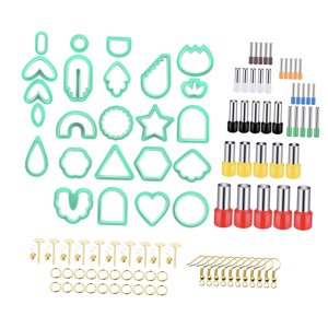 Magideal - 114 Cortadores Para Aretes De Arcilla Polimérica, 2, Con Pernos Para Aretes, Kit De Fabricación De Aretes Geométricos Para Manualidades Diy, Aretes De , Verde 114 Piezas