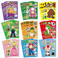 Yingxiang - Libro De Pegatinas Mario Make A Face Con 36 Hojas Para Niños Mayores De 13 Años