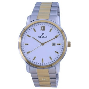 Reloj Westar White Dial Two Tone Stainless Steel Quartz 50245 Cbn 101 Men'S Watch
